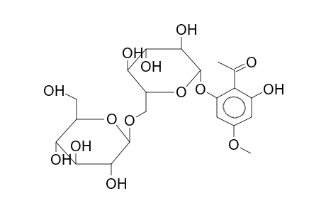 4-METHOXY-6-HYDROXYACETOPHENONE, 2-O-BETA-D-GENCYBIOSIDE (FROM DOREMAAITCHISONII)