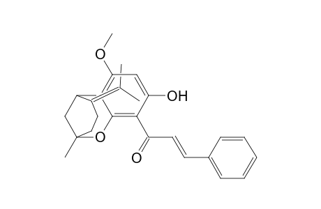 2-Propen-1-one, 3-phenyl-1-[3,4,5,6-tetrahydro-9-hydroxy-7-methoxy-2-methyl-5-(1-methylethylidene)-2,6-methano-2H-1-benzoxocin-10-yl]-, (E)-(.+-.)-