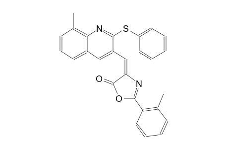 5(4H)-oxazolone, 2-(2-methylphenyl)-4-[[8-methyl-2-(phenylthio)-3-quinolinyl]methylene]-, (4E)-