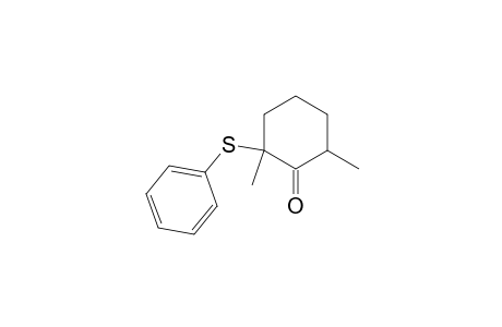 Cyclohexanone, 2,6-dimethyl-2-(phenylthio)-, cis-