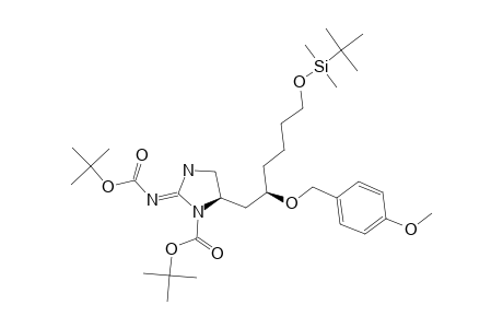 (-)-(5R,4'R)-6-[N,3-BIS-(TERT.-BUTOXYCARBONYL)-2'-IMINOIMIDAZOLIDIN-4'-YL]-5-(PARA-METHOXYBENZYLOXY)-HEXYLOXY-TERT.-BUTYLDIMETHYLSILANE