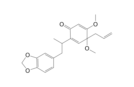 1',2'-Dimethoxy-3,4-methylenedioxy-4'-oxo-(.delta.(2',5',8'-8',5'lignan[2-[2-(1,3-benzodioxol-5-yl)-1-methylethyl]-4,5-dimethoxy-4-(2-propenyl)-2,5-cyclohexadien-1-one]