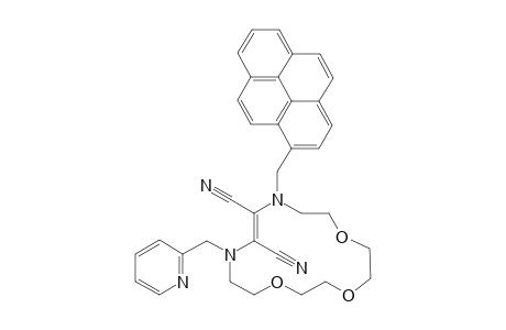 (E)-3,15-diaza-1,2-dicyano-[3-(1-pyrenylmethyl)]-[15-(2-pyridylmethyl)]-6,9,12-trioxacyclopentadecene