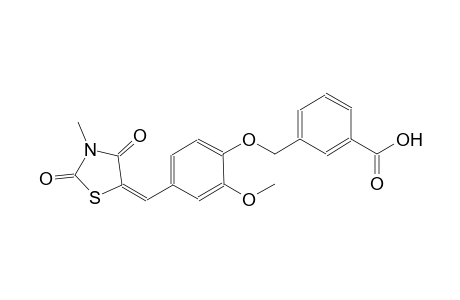 3-({2-methoxy-4-[(E)-(3-methyl-2,4-dioxo-1,3-thiazolidin-5-ylidene)methyl]phenoxy}methyl)benzoic acid