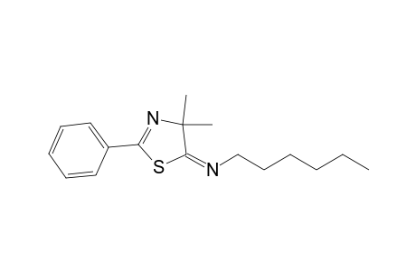 1-Hexanamine, N-(4,4-dimethyl-2-phenyl-5(4H)-thiazolylidene)-