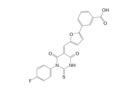 3-{5-[(E)-(1-(4-fluorophenyl)-4,6-dioxo-2-thioxotetrahydro-5(2H)-pyrimidinylidene)methyl]-2-furyl}benzoic acid