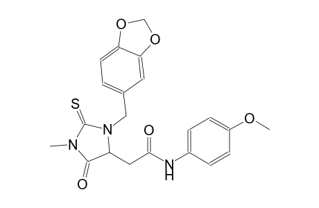 2-[3-(1,3-benzodioxol-5-ylmethyl)-1-methyl-5-oxo-2-thioxo-4-imidazolidinyl]-N-(4-methoxyphenyl)acetamide