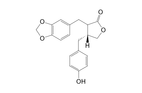 Chamalignolide [(8R,8'R)-2-.beta.-(3',4'-methylenedioxybenzyl)-3.alpha.-(4"-hydroxybenzyl)-.gamma.-butyrolactone]