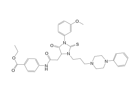 benzoic acid, 4-[[[1-(3-methoxyphenyl)-5-oxo-3-[3-(4-phenyl-1-piperazinyl)propyl]-2-thioxo-4-imidazolidinyl]acetyl]amino]-, ethyl ester