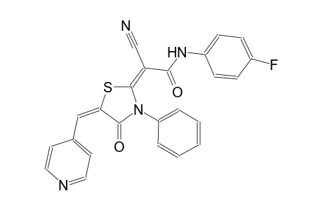 (2E)-2-cyano-N-(4-fluorophenyl)-2-[(5E)-4-oxo-3-phenyl-5-(4-pyridinylmethylene)-1,3-thiazolidin-2-ylidene]ethanamide