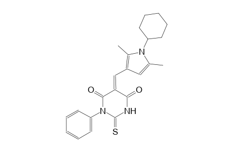 (5E)-5-[(1-cyclohexyl-2,5-dimethyl-1H-pyrrol-3-yl)methylene]-1-phenyl-2-thioxodihydro-4,6(1H,5H)-pyrimidinedione