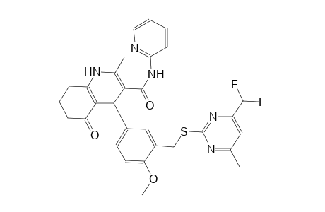4-[3-({[4-(difluoromethyl)-6-methyl-2-pyrimidinyl]sulfanyl}methyl)-4-methoxyphenyl]-2-methyl-5-oxo-N-(2-pyridinyl)-1,4,5,6,7,8-hexahydro-3-quinolinecarboxamide
