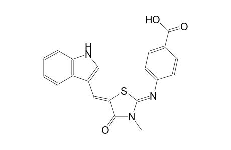 4-{[(2Z,5Z)-5-(1H-indol-3-ylmethylene)-3-methyl-4-oxo-1,3-thiazolidin-2-ylidene]amino}benzoic acid