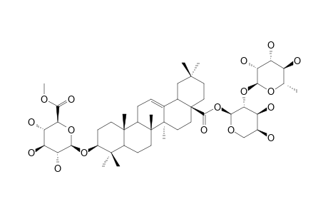 SCABEROSIDE-B3;3-O-BETA-[(6-O-METHYL)-GLUCURONOPYRANOSYL]-OLEANOLIC-ACID-28-O-[RHAMNOPYRANOSYL-(1->2)-ARABINOPYRANOSYL]-ESTER