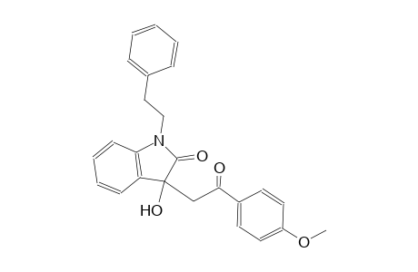 2H-indol-2-one, 1,3-dihydro-3-hydroxy-3-[2-(4-methoxyphenyl)-2-oxoethyl]-1-(2-phenylethyl)-