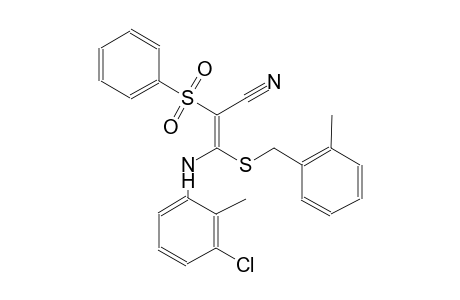 2-propenenitrile, 3-[(3-chloro-2-methylphenyl)amino]-3-[[(2-methylphenyl)methyl]thio]-2-(phenylsulfonyl)-, (2E)-