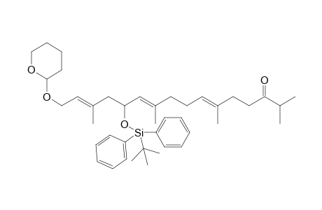 3,7,11,15-Tetramethyl-1-tetrahydropyranoxy-5-tert-butyldiphenylsiloxy-2E,6E,10E-hexadecatrien-14-one