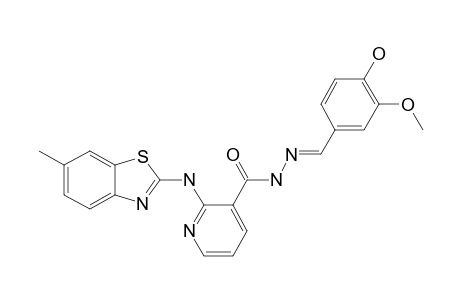 N'-(4-HYDROXY-3-METHOXY-BENZYLIDENE)-2-[(6-METHYL-1,3-BENZOTHIAZOL-2-YL)-AMINO]-PYRIDINE-3-CARBOHYDRAZIDE