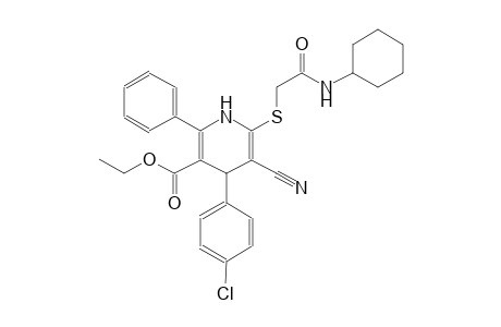 ethyl 4-(4-chlorophenyl)-5-cyano-6-{[2-(cyclohexylamino)-2-oxoethyl]sulfanyl}-2-phenyl-1,4-dihydro-3-pyridinecarboxylate
