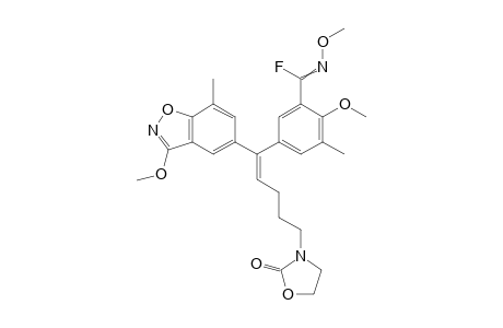 N,2-Dimethoxy-5-[(1Z)-1-(3-methoxy-7-methyl-1,2-benzoxazol-5-yl)-5-(2-oxo-1,3- oxazolidin-3-yl)pent-1-en-1-yl]-3-methylbenzenecarboximidoyl Fluoride
