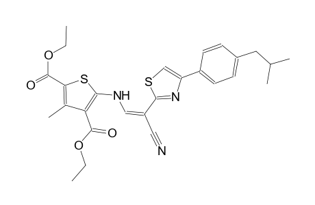 diethyl 5-({(Z)-2-cyano-2-[4-(4-isobutylphenyl)-1,3-thiazol-2-yl]ethenyl}amino)-3-methyl-2,4-thiophenedicarboxylate