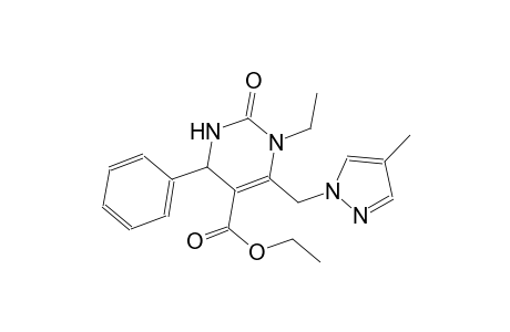 ethyl 1-ethyl-6-[(4-methyl-1H-pyrazol-1-yl)methyl]-2-oxo-4-phenyl-1,2,3,4-tetrahydro-5-pyrimidinecarboxylate