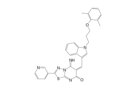 (6E)-6-({1-[3-(2,6-dimethylphenoxy)propyl]-1H-indol-3-yl}methylene)-5-imino-2-(3-pyridinyl)-5,6-dihydro-7H-[1,3,4]thiadiazolo[3,2-a]pyrimidin-7-one