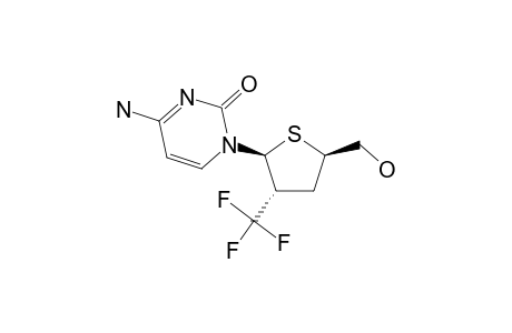 .beta.,L-(2'R)-2',3'-Dideoxy-2'-trifluoromethyl-4'-thiocytidine