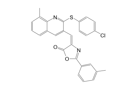 5(4H)-oxazolone, 4-[[2-[(4-chlorophenyl)thio]-8-methyl-3-quinolinyl]methylene]-2-(3-methylphenyl)-, (4E)-
