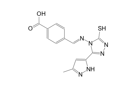 4-((E)-{[3-(3-methyl-1H-pyrazol-5-yl)-5-sulfanyl-4H-1,2,4-triazol-4-yl]imino}methyl)benzoic acid