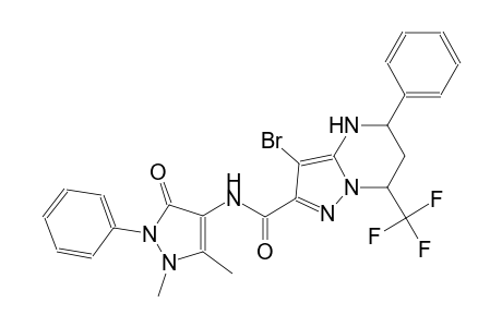3-bromo-N-(1,5-dimethyl-3-oxo-2-phenyl-2,3-dihydro-1H-pyrazol-4-yl)-5-phenyl-7-(trifluoromethyl)-4,5,6,7-tetrahydropyrazolo[1,5-a]pyrimidine-2-carboxamide