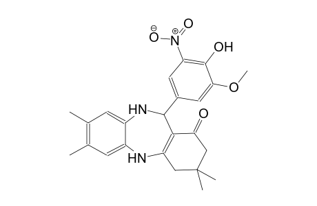 1H-dibenzo[b,e][1,4]diazepin-1-one, 2,3,4,5,10,11-hexahydro-11-(4-hydroxy-3-methoxy-5-nitrophenyl)-3,3,7,8-tetramethyl-
