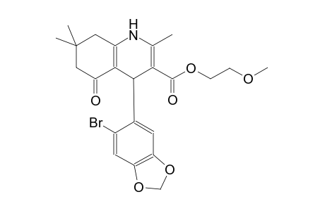 2-methoxyethyl 4-(6-bromo-1,3-benzodioxol-5-yl)-2,7,7-trimethyl-5-oxo-1,4,5,6,7,8-hexahydro-3-quinolinecarboxylate