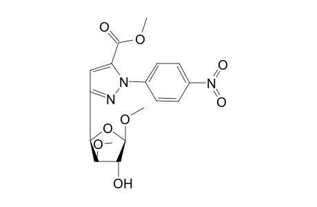 Methyl 3-(methyl-3-O-methyl- .beta.,D-xylo-tetro-1,4-furanos-4-yl)-1-p-nitrophenylpyrazol-5-carboxylate
