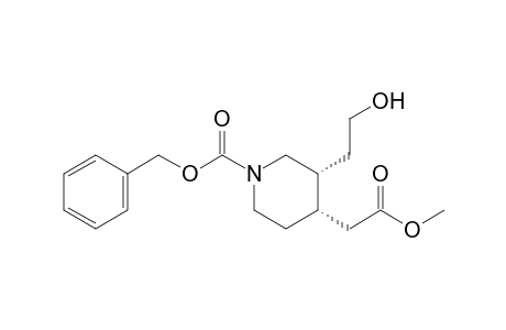 (3R,4S)-3-(2-hydroxyethyl)-4-(2-keto-2-methoxy-ethyl)piperidine-1-carboxylic acid benzyl ester