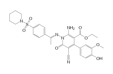 2-Amino-5-cyano-4-(4-hydroxy-3-methoxyphenyl)-6-oxo-1-{1-[4-(piperidine-1-sulfonyl)phenyl]ethylideneamino}-1,6-dihydropyridine-3-carboxylic acid ethyl ester