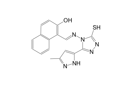 1-((E)-{[3-(3-methyl-1H-pyrazol-5-yl)-5-sulfanyl-4H-1,2,4-triazol-4-yl]imino}methyl)-2-naphthol