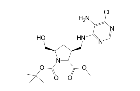 Methyl(+/-)-(2R*,3S*,5R*)-3-[[(5-amino-6-chloropyrimidin-4-yl)amino]methyl]-1-(tert-butoxycarbonyl)-5-(hydroxymethyl)pyrrolidine-2-carboxylate