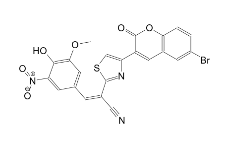 (2Z)-2-[4-(6-bromo-2-oxo-2H-chromen-3-yl)-1,3-thiazol-2-yl]-3-(4-hydroxy-3-methoxy-5-nitrophenyl)-2-propenenitrile
