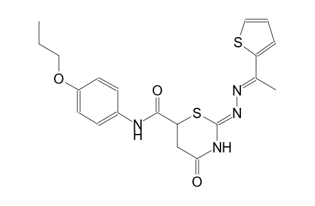 (2Z)-4-oxo-N-(4-propoxyphenyl)-2-{(2E)-2-[1-(2-thienyl)ethylidene]hydrazono}-1,3-thiazinane-6-carboxamide