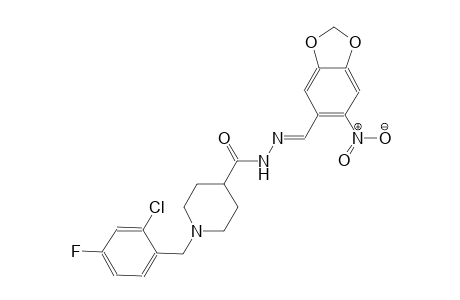 1-(2-chloro-4-fluorobenzyl)-N'-[(E)-(6-nitro-1,3-benzodioxol-5-yl)methylidene]-4-piperidinecarbohydrazide
