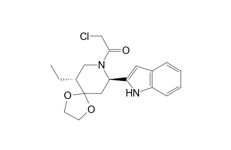 1,4-Dioxa-8-azaspiro[4.5]decane, 8-(chloroacetyl)-6-ethyl-9-(1H-indol-2-yl)-, trans-