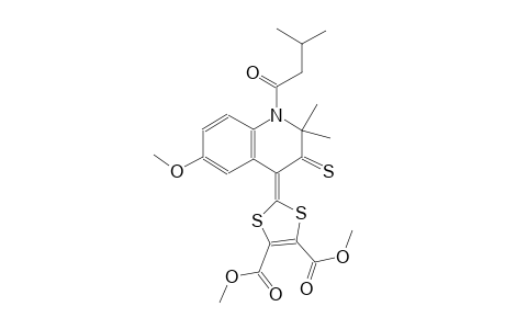 dimethyl 2-(6-methoxy-2,2-dimethyl-1-(3-methylbutanoyl)-3-thioxo-2,3-dihydro-4(1H)-quinolinylidene)-1,3-dithiole-4,5-dicarboxylate