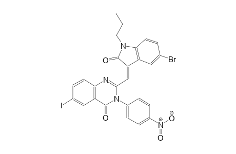 2-[(Z)-(5-bromo-2-oxo-1-propyl-1,2-dihydro-3H-indol-3-ylidene)methyl]-6-iodo-3-(4-nitrophenyl)-4(3H)-quinazolinone