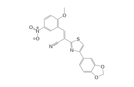 (2E)-2-[4-(1,3-benzodioxol-5-yl)-1,3-thiazol-2-yl]-3-(2-methoxy-5-nitrophenyl)-2-propenenitrile