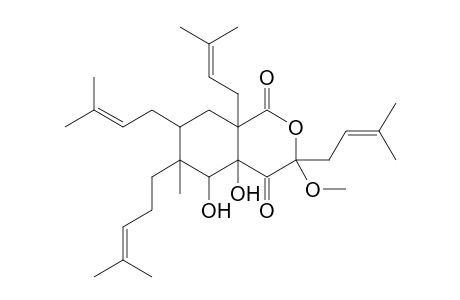 1,2-Dihydroxy-9-methoxy-3-methyl-4,6,9-tri(3-methylbut-2-enyl)-3-(4-methylpent-3-enyl)-8-oxabicyclo[4.4.0]decane-7,10-dione