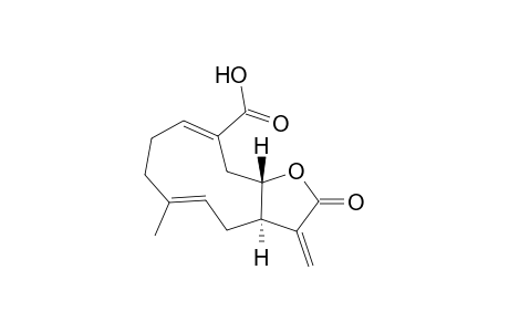[3aR-(3aR*,5E,9Z,11aS*)]-2,3,3a,4,7,8,11,11a-octahydro-6-methyl-3-methylene-2-oxocyclodeca(b)furan-10-carboxylic acid (pertic acid)