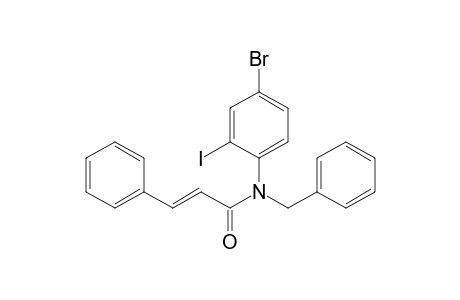 (E)-N-(4-bromanyl-2-iodanyl-phenyl)-3-phenyl-N-(phenylmethyl)prop-2-enamide