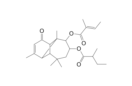 2-Butenoic acid, 2-methyl-, 2,6,6,9-tetramethyl-4-(2-methyl-1-oxobutoxy)-11-oxotricyclo[5.4.0.0(2,8)]undec-9-en-3-yl ester