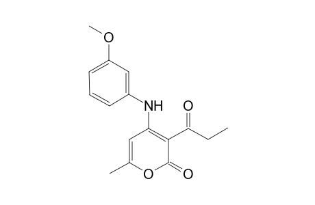 2H-Pyran-2-one, 4-[(3-methoxyphenyl)amino]-6-methyl-3-(1-oxopropyl)-